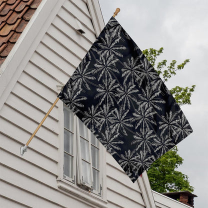 Black White Palm Tree Pattern Print House Flag
