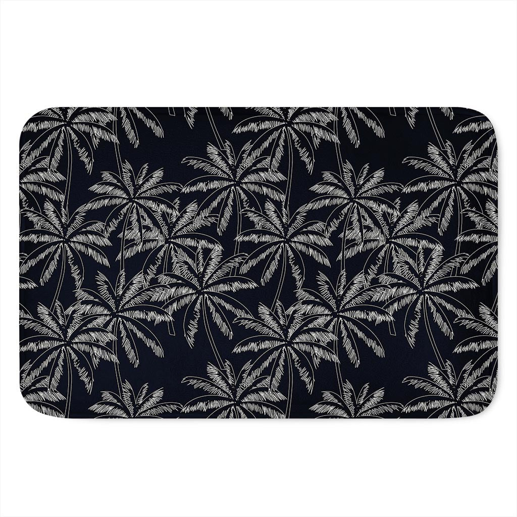 Black White Palm Tree Pattern Print Indoor Door Mat