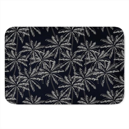 Black White Palm Tree Pattern Print Indoor Door Mat