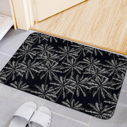 Black White Palm Tree Pattern Print Indoor Door Mat