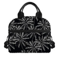Black White Palm Tree Pattern Print Insulated Lunch Bag