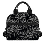 Black White Palm Tree Pattern Print Insulated Lunch Bag