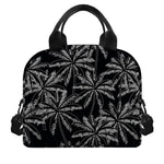 Black White Palm Tree Pattern Print Insulated Lunch Bag