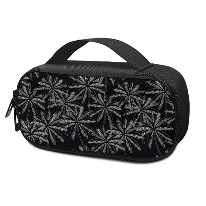 Black White Palm Tree Pattern Print Insulin Cooler Travel Case
