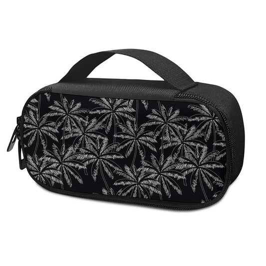 Black White Palm Tree Pattern Print Insulin Cooler Travel Case