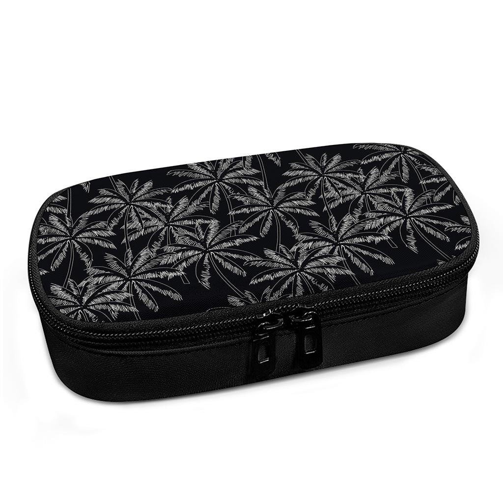 Black White Palm Tree Pattern Print Insulin Cooler Travel Case