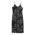 Black White Palm Tree Pattern Print Jersey Midi Cami Dress