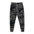 Black White Palm Tree Pattern Print Jogger Pants