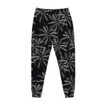 Black White Palm Tree Pattern Print Jogger Pants