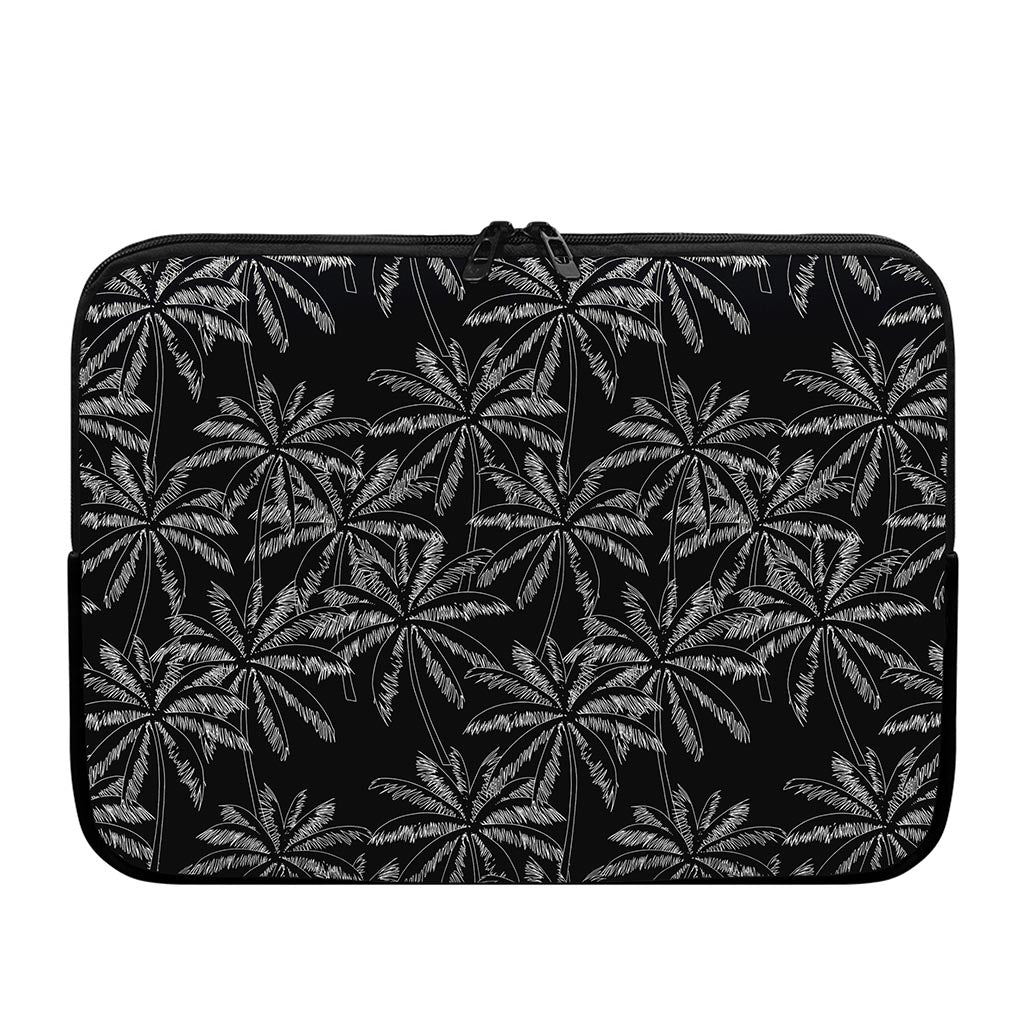Black White Palm Tree Pattern Print Laptop Sleeve