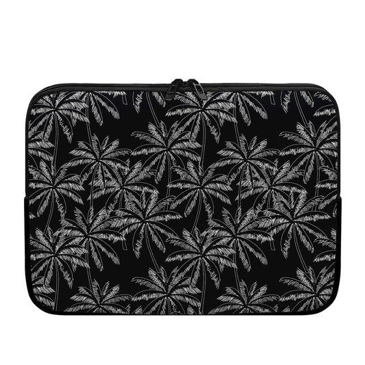 Black White Palm Tree Pattern Print Laptop Sleeve