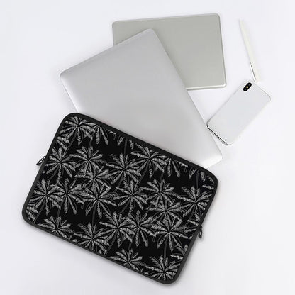 Black White Palm Tree Pattern Print Laptop Sleeve