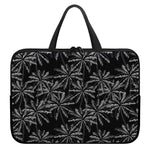 Black White Palm Tree Pattern Print Laptop Sleeve With Handle