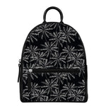 Black White Palm Tree Pattern Print Leather Backpack