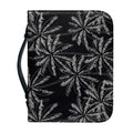 Black White Palm Tree Pattern Print Leather Bible Cover