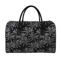 Black White Palm Tree Pattern Print Leather Duffel Bag