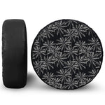 Black White Palm Tree Pattern Print Leather Spare Tire Cover