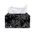 Black White Palm Tree Pattern Print Leather Tissue Box Cover