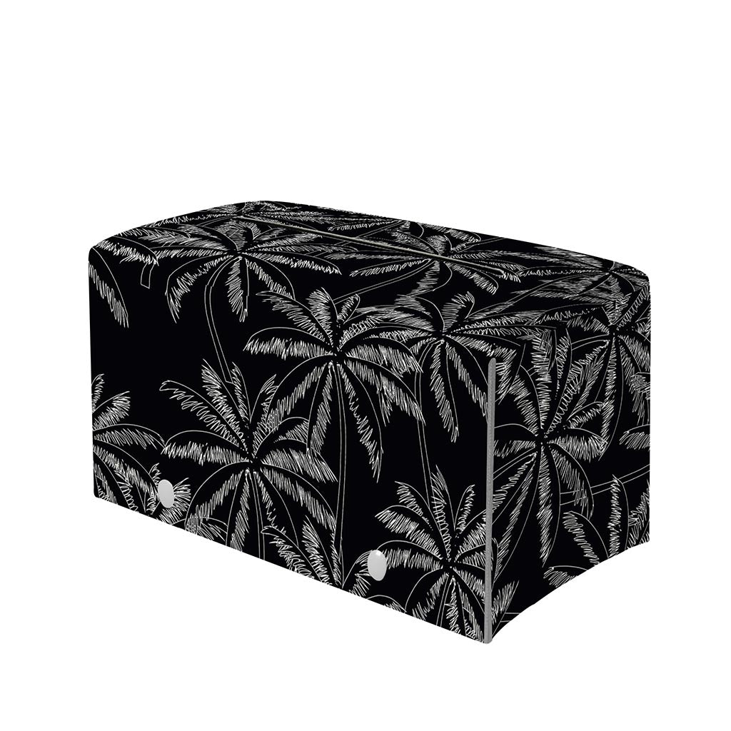 Black White Palm Tree Pattern Print Leather Tissue Box Cover