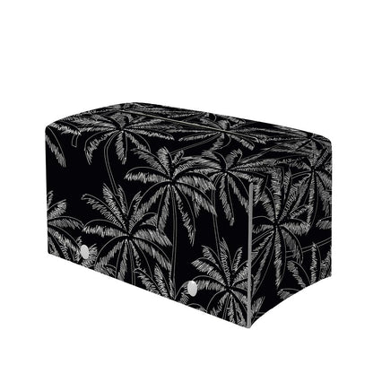 Black White Palm Tree Pattern Print Leather Tissue Box Cover