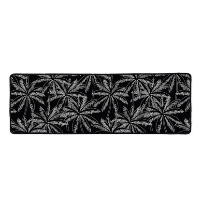 Black White Palm Tree Pattern Print Long Kitchen Mat