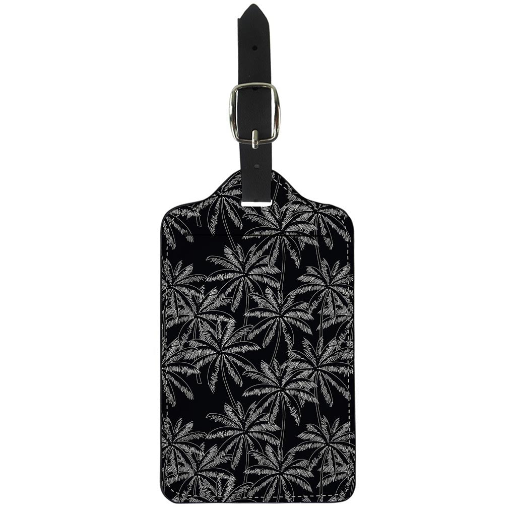 Black White Palm Tree Pattern Print Luggage Tag
