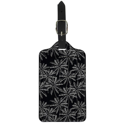 Black White Palm Tree Pattern Print Luggage Tag