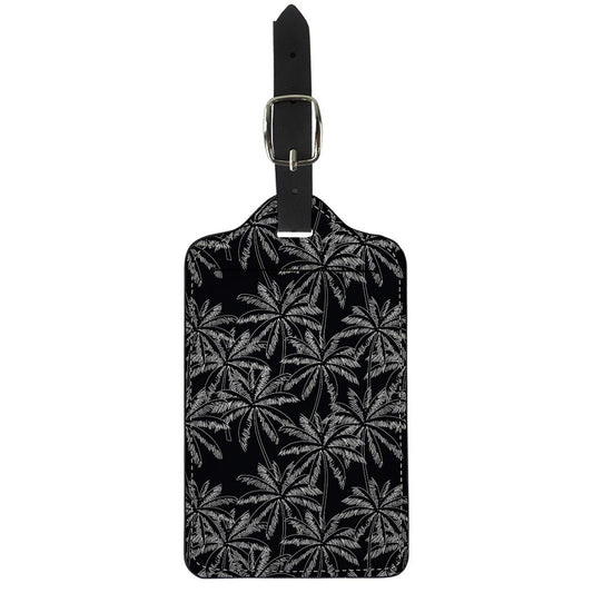 Black White Palm Tree Pattern Print Luggage Tag