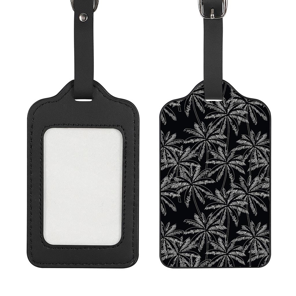 Black White Palm Tree Pattern Print Luggage Tag
