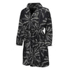 Black White Palm Tree Pattern Print Men's Bathrobe