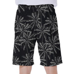 Black White Palm Tree Pattern Print Men's Beach Shorts