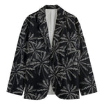 Black White Palm Tree Pattern Print Men's Blazer