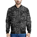 Black White Palm Tree Pattern Print Men's Bomber Jacket