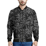 Black White Palm Tree Pattern Print Men's Bomber Jacket