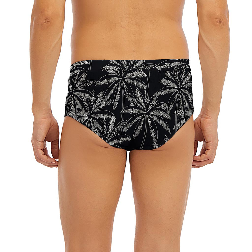 Black White Palm Tree Pattern Print Men's Briefs