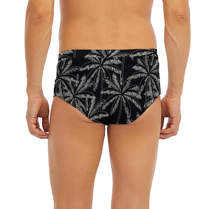 Black White Palm Tree Pattern Print Men's Briefs