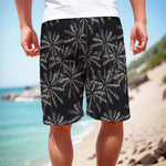 Black White Palm Tree Pattern Print Men's Cargo Shorts