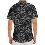 Black White Palm Tree Pattern Print Men's Deep V-Neck Shirt