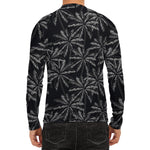 Black White Palm Tree Pattern Print Men's Long Sleeve Rash Guard