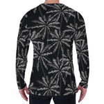 Black White Palm Tree Pattern Print Men's Long Sleeve T-Shirt