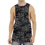 Black White Palm Tree Pattern Print Men's Muscle Tank Top