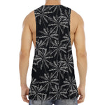 Black White Palm Tree Pattern Print Men's Muscle Tank Top