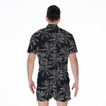 Black White Palm Tree Pattern Print Men's Rompers