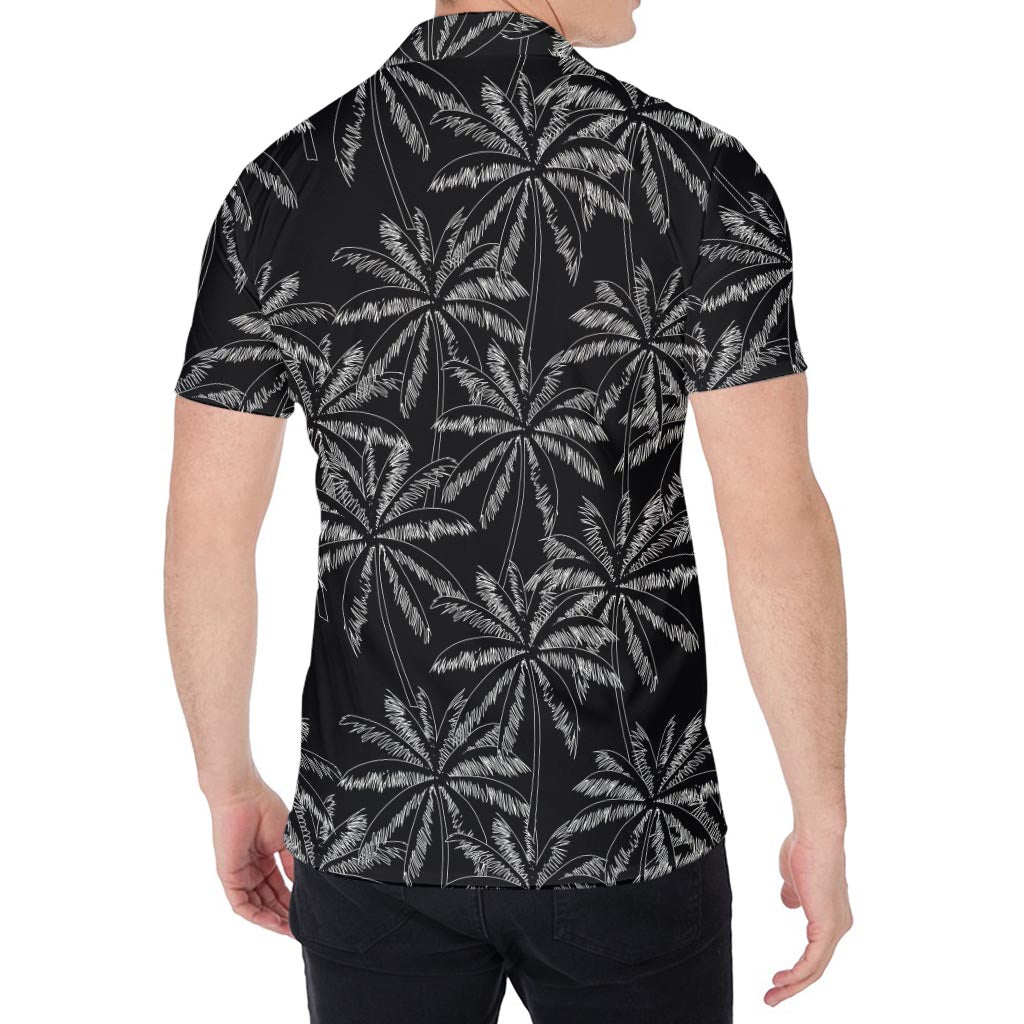 Black White Palm Tree Pattern Print Men's Shirt