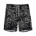 Black White Palm Tree Pattern Print Men's Athletic Shorts