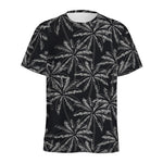 Black White Palm Tree Pattern Print Men's Sports T-Shirt