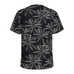 Black White Palm Tree Pattern Print Men's Sports T-Shirt