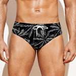 Black White Palm Tree Pattern Print Men's Swim Briefs