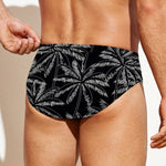 Black White Palm Tree Pattern Print Men's Swim Briefs