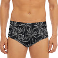 Black White Palm Tree Pattern Print Men's Triangle Swim Briefs